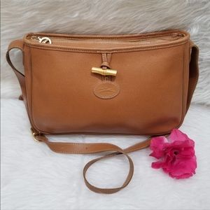 Longchamp Camel Leather Shoulder Bag